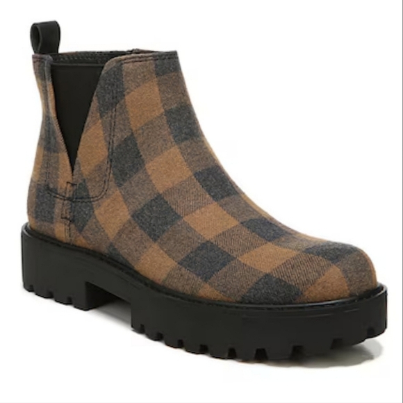 ZODIAC Shiloh Chunky Water Repellent Chelsea Bootie, Tan Black Buffalo Plaid 7.5 - Picture 2 of 15